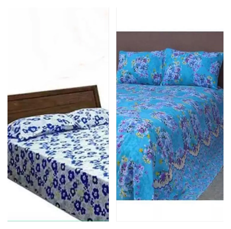 Full Cotton 2 pcs Bed Sheets with 2 pcs Pillow Covers 7.5 Fit by 8.5 Fit